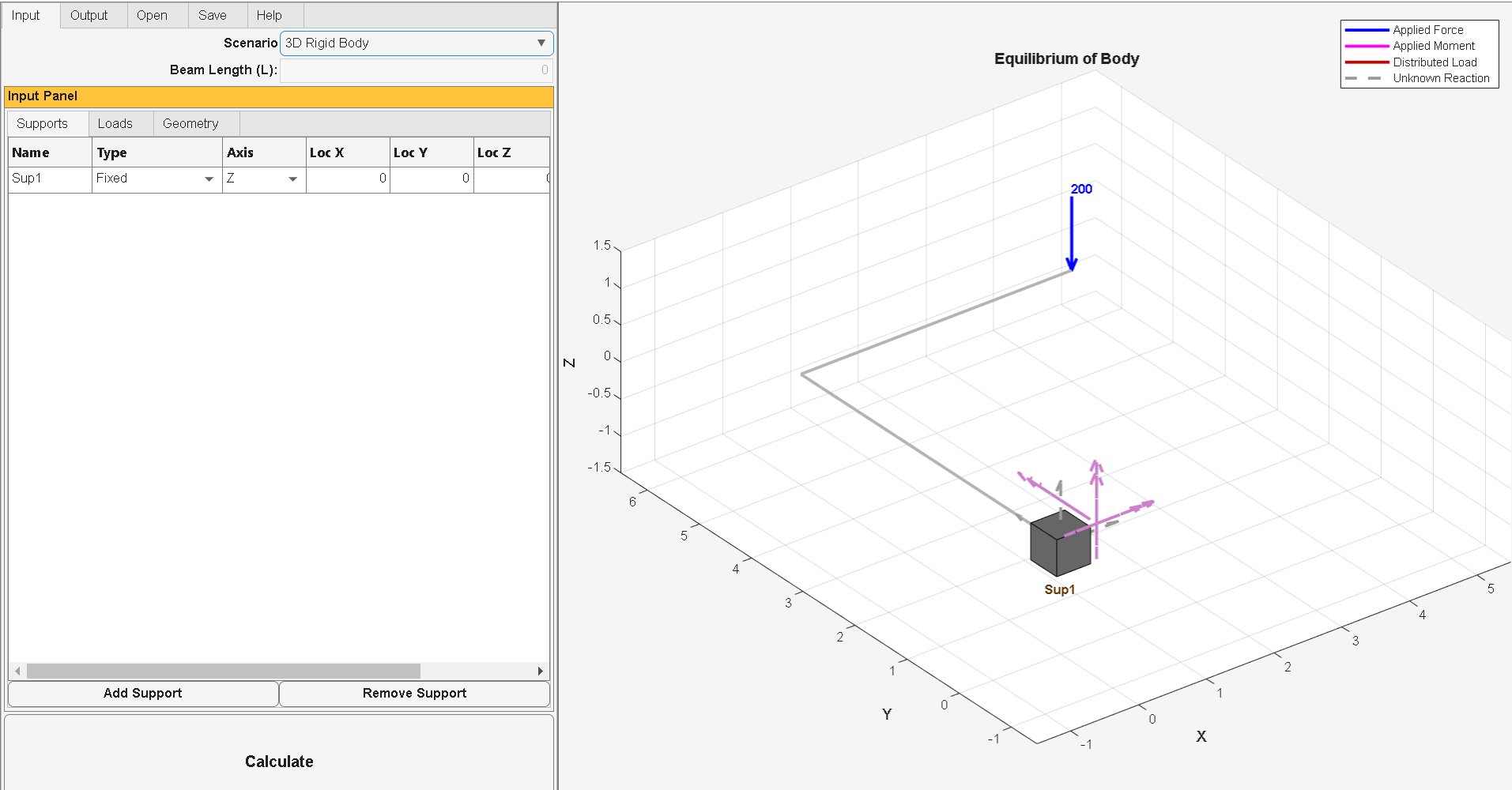 Figure 4.10: User Interface Input Tab for 3D Equilibrium