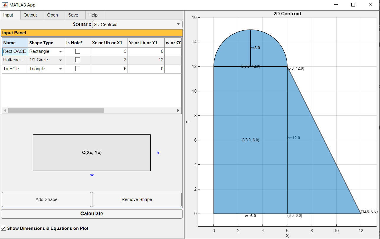 Figure 5.14: Input Tab of Application